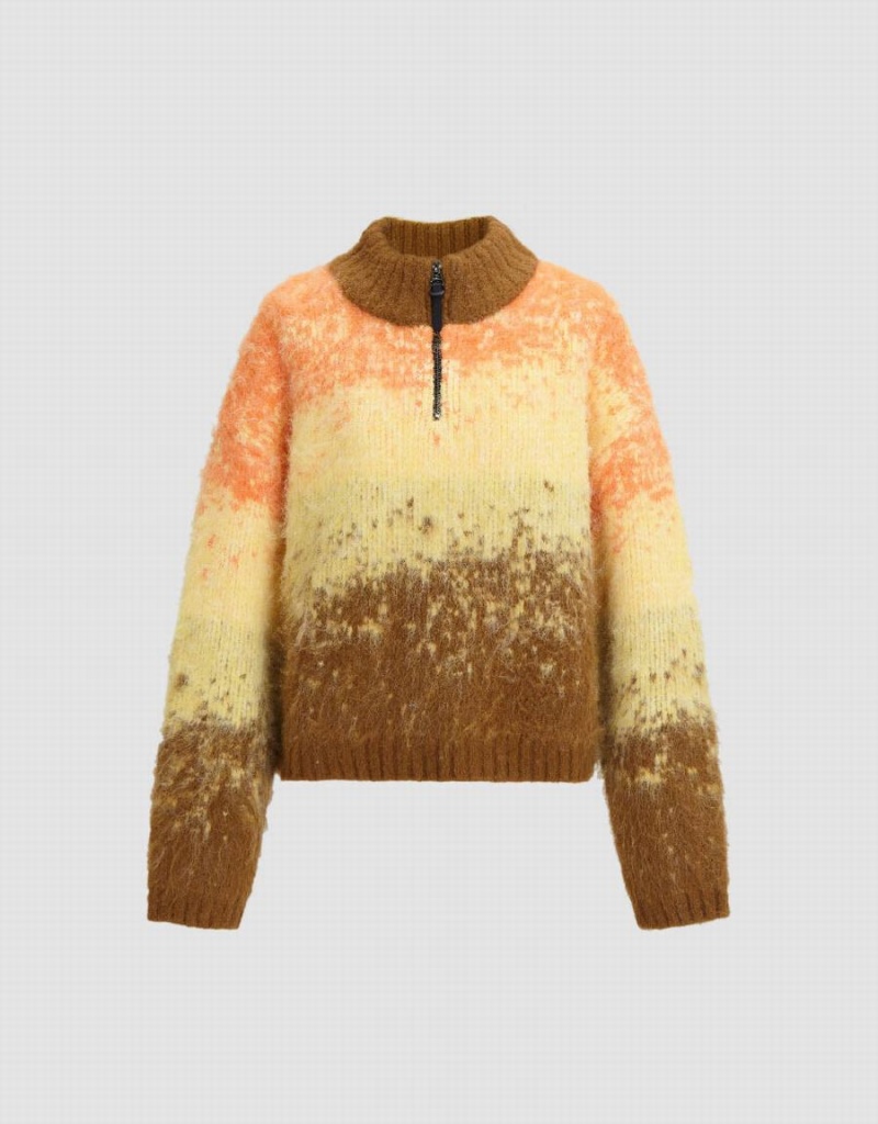 Cárdigan Urban Revivo Zip Half Placket A Rayas Furry De Punto Mujer Multicolor | PMP3073FI