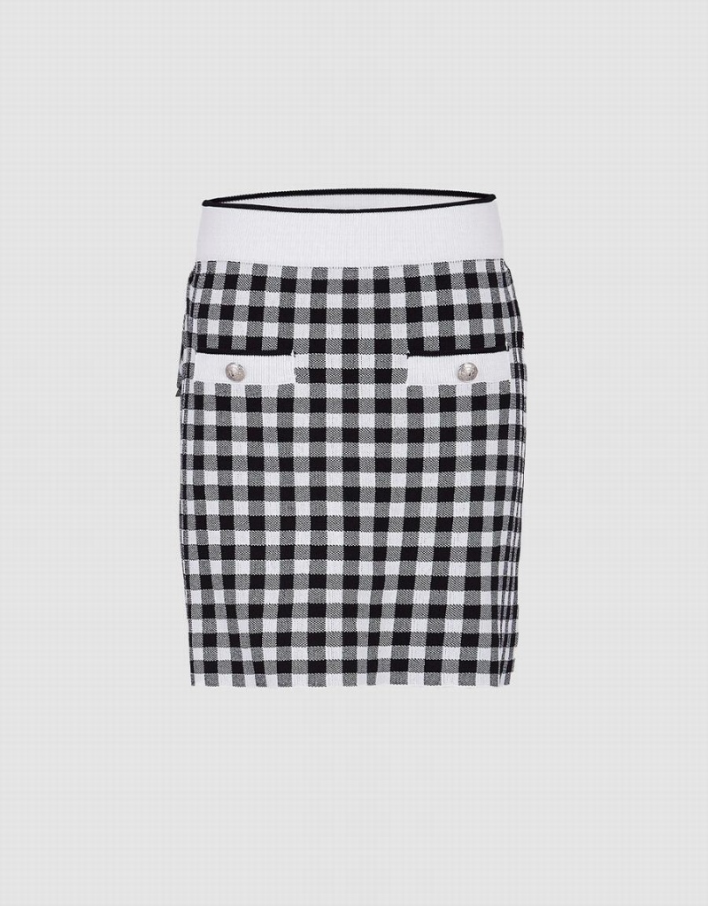 Falda Urban Revivo Checkered De Punto Mujer Grises | IQY3027GY