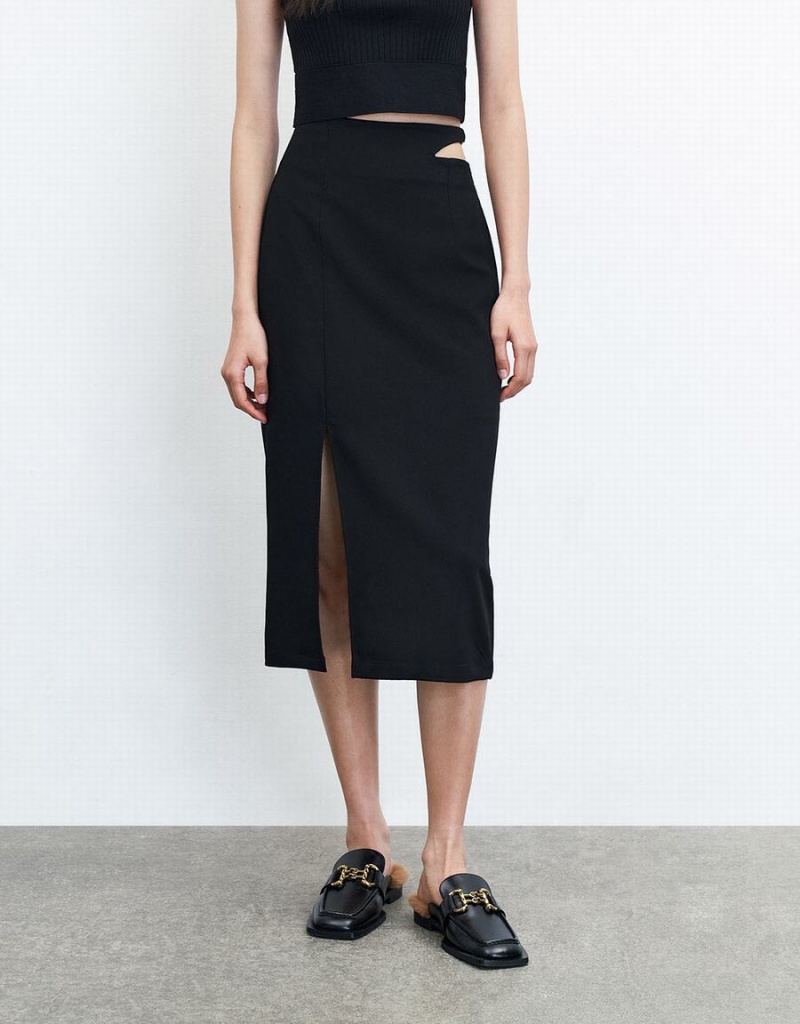 Falda Urban Revivo Cut Out Split Hem Mujer Negros | TKG7824LY