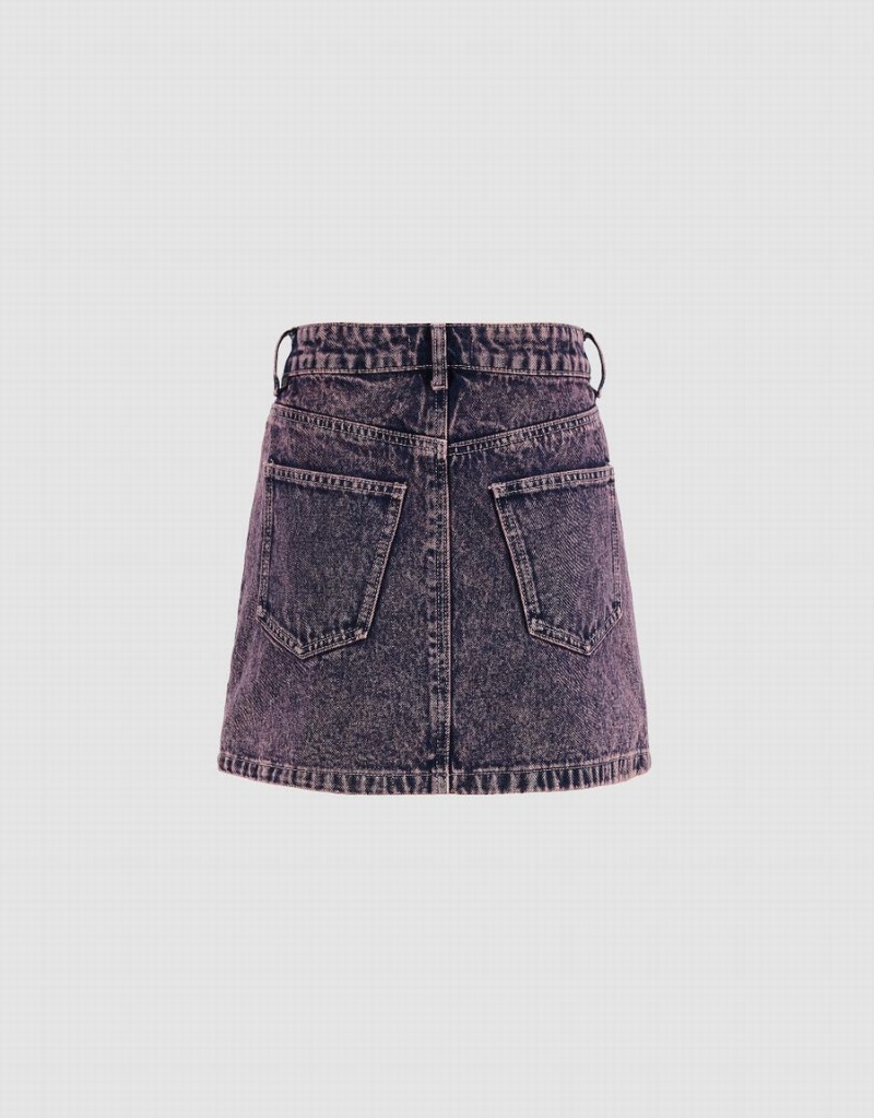 Falda Urban Revivo Distressed Mini Directo Denim Mujer Azules | ZJZ9791KM