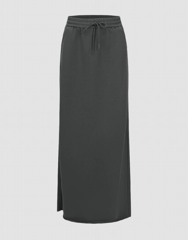 Falda Urban Revivo Drawsting Cintura Midi Directo Mujer Grises | RBM671KF