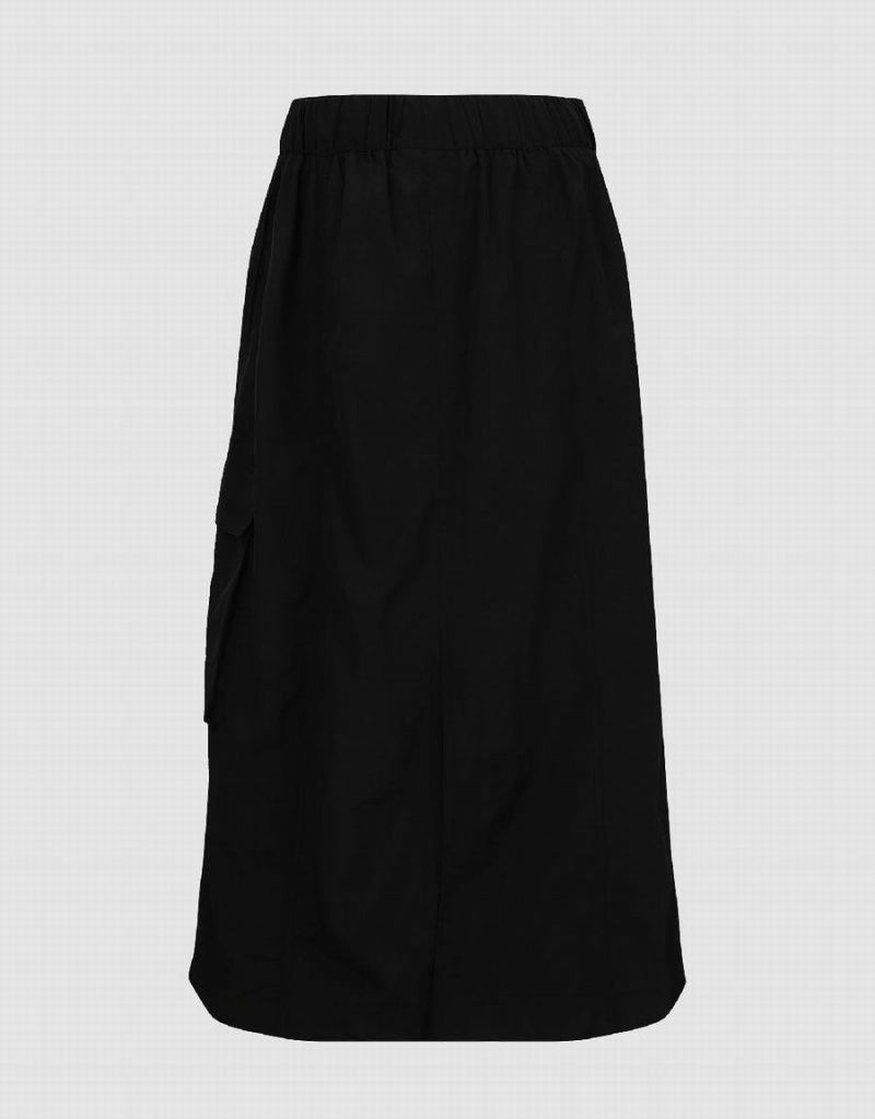 Falda Urban Revivo Elastic Cintura Midi A-Line Mujer Negros | KMZ9314AC