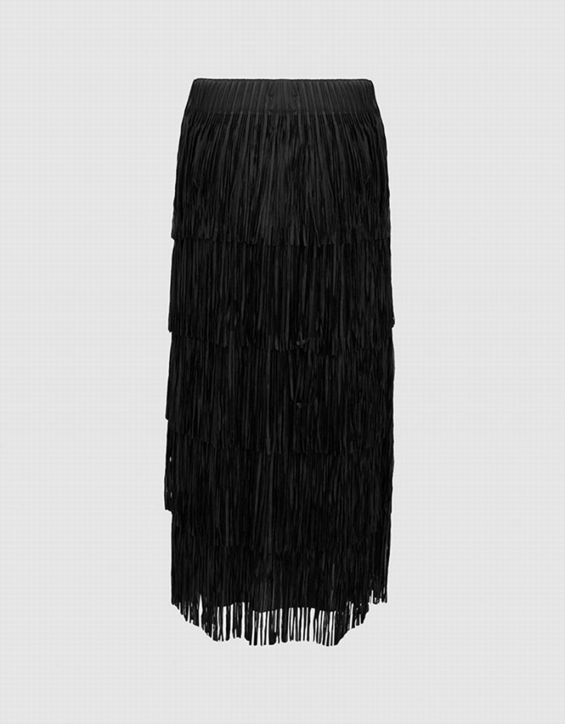 Falda Urban Revivo Elastic Cintura Midi Directo Mujer Negros | UJK862JN