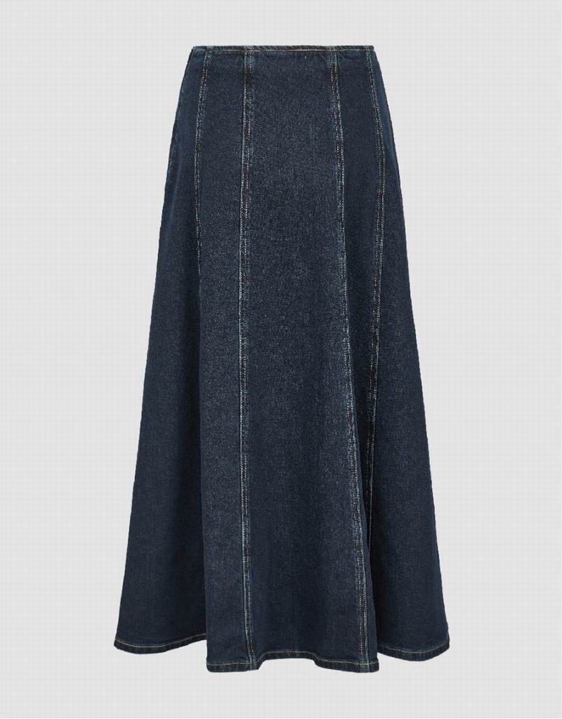 Falda Urban Revivo Midi A-Line Denim Mujer Azules | DOL5567EP
