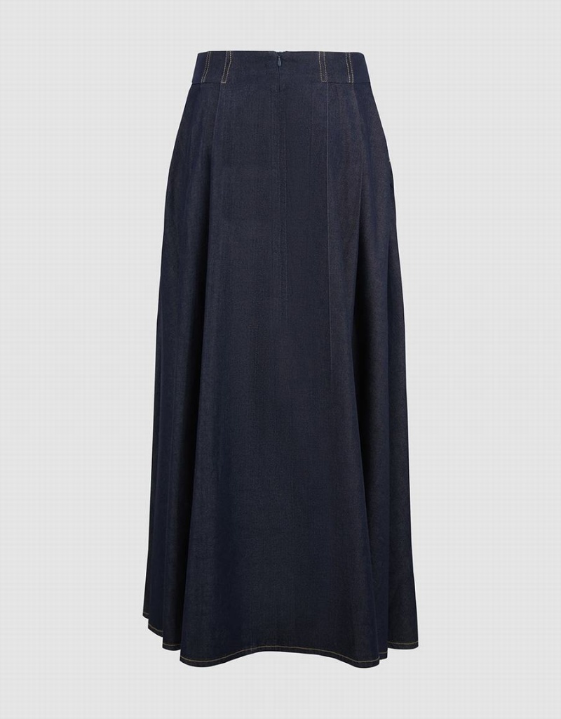 Falda Urban Revivo Midi A-Line Denim Mujer Azules | XKO9468ER