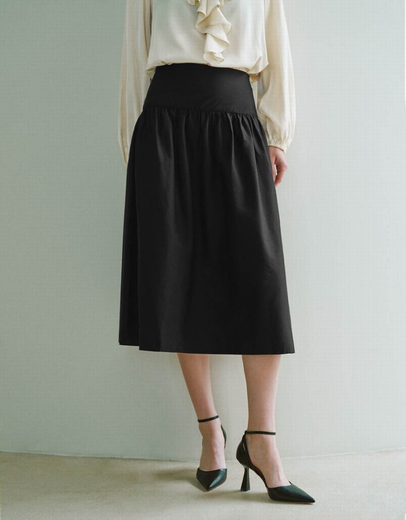 Falda Urban Revivo Midi A-Line Mujer Negros | TZU324VW