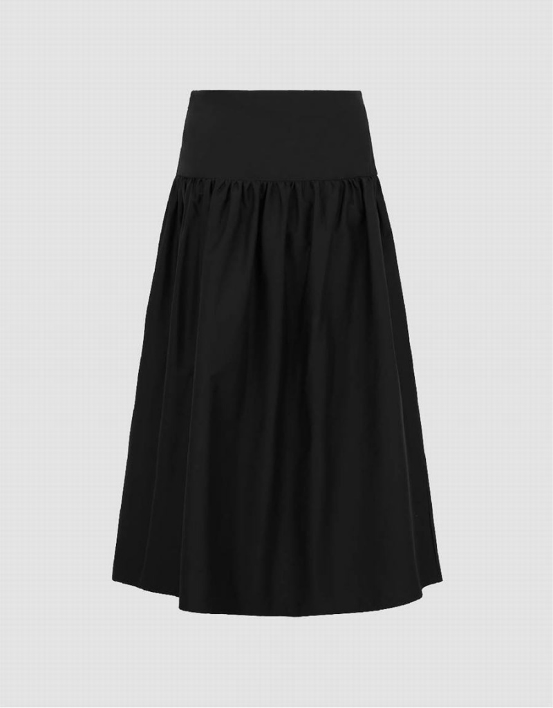 Falda Urban Revivo Midi A-Line Mujer Negros | TZU324VW