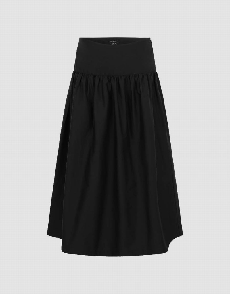 Falda Urban Revivo Midi A-Line Mujer Negros | TZU324VW