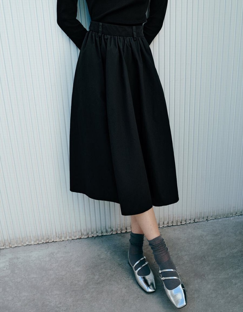 Falda Urban Revivo Midi A-Line Mujer Negros | XHH724VW
