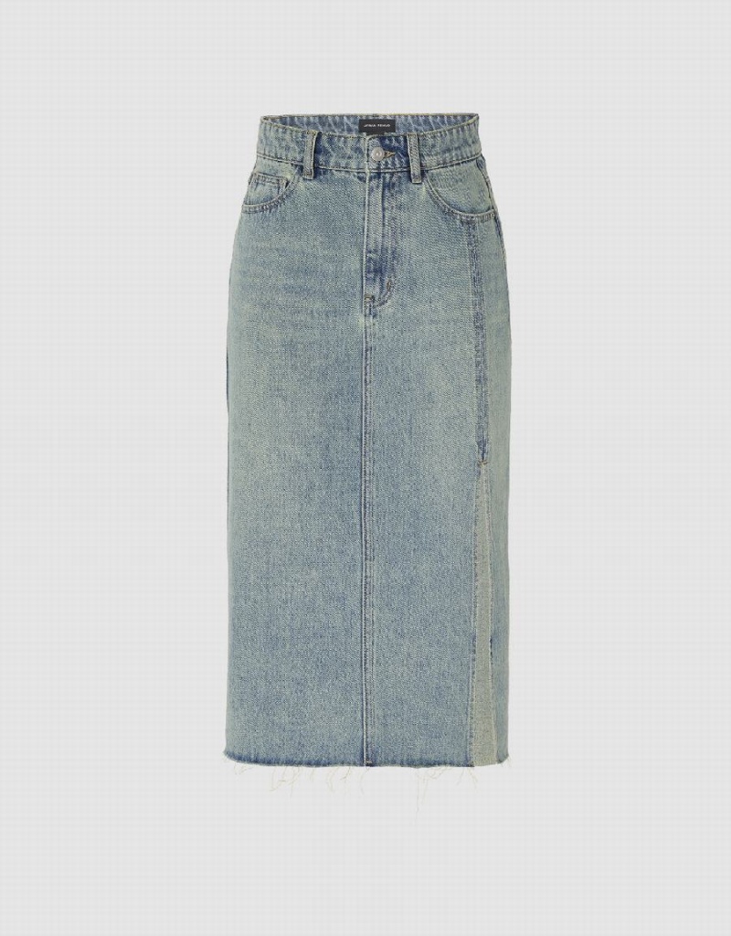 Falda Urban Revivo Midi Directo Denim Mujer Azules | ZMS6328XI