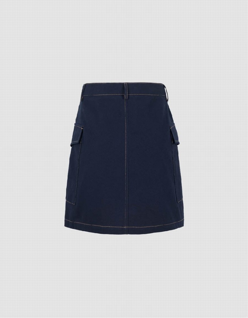 Falda Urban Revivo Mini A-Line Mujer Azules | DTP3575XK