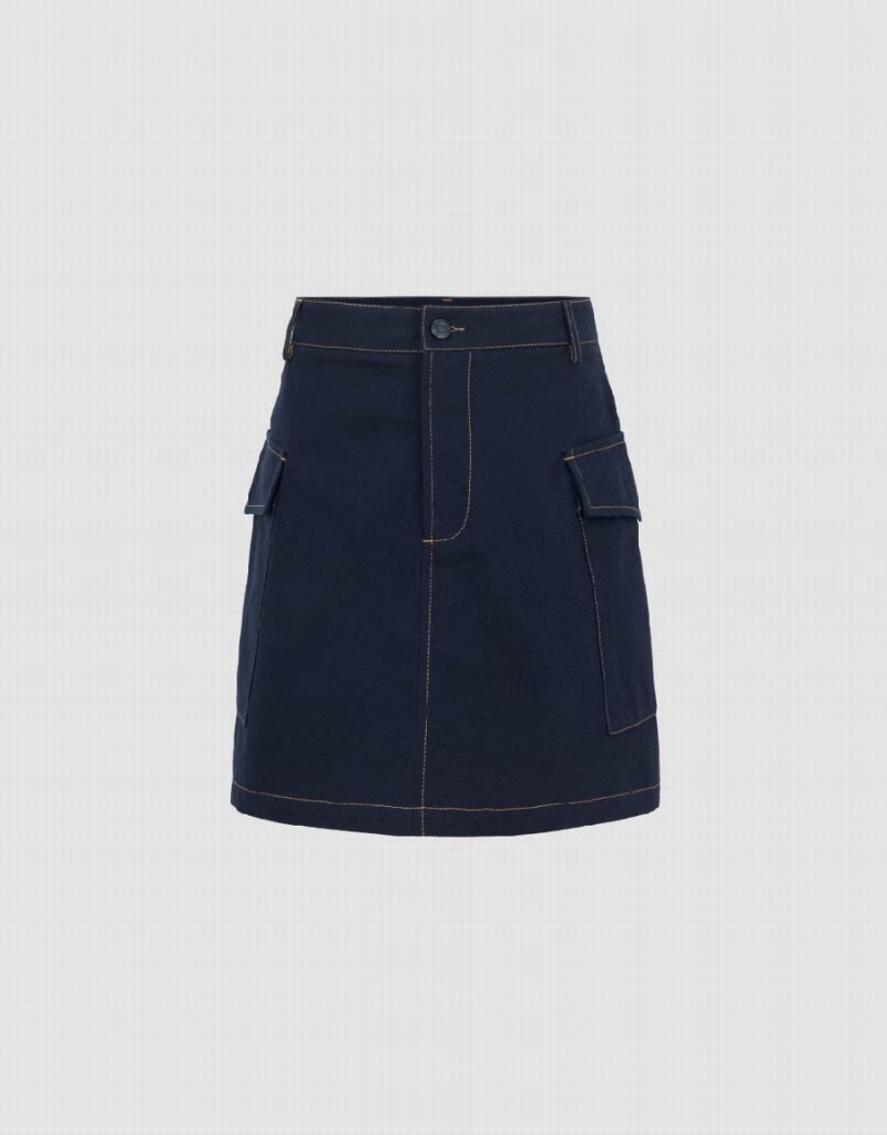 Falda Urban Revivo Mini A-Line Mujer Azules | DTP3575XK
