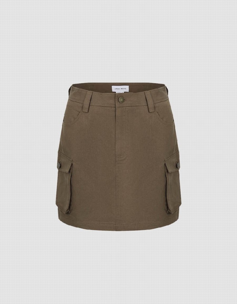Falda Urban Revivo Mini A-Line Mujer Marrom Oscuro | QIC227OC