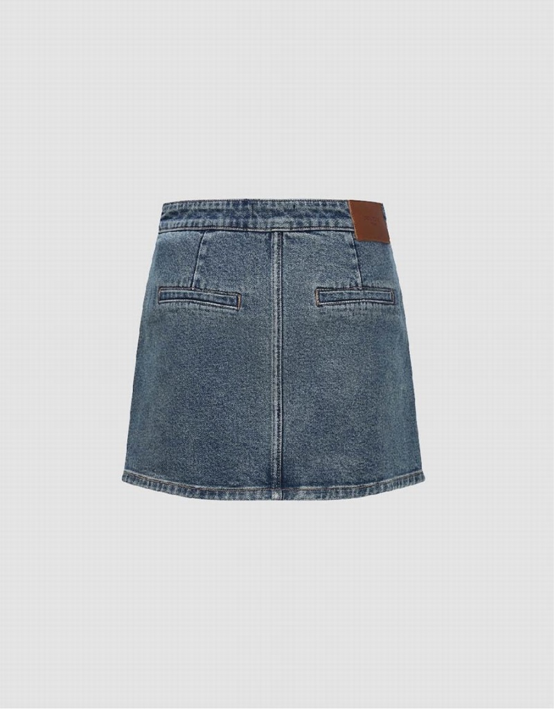 Falda Urban Revivo Mini Directo Denim Mujer Azules | XLK3958PE