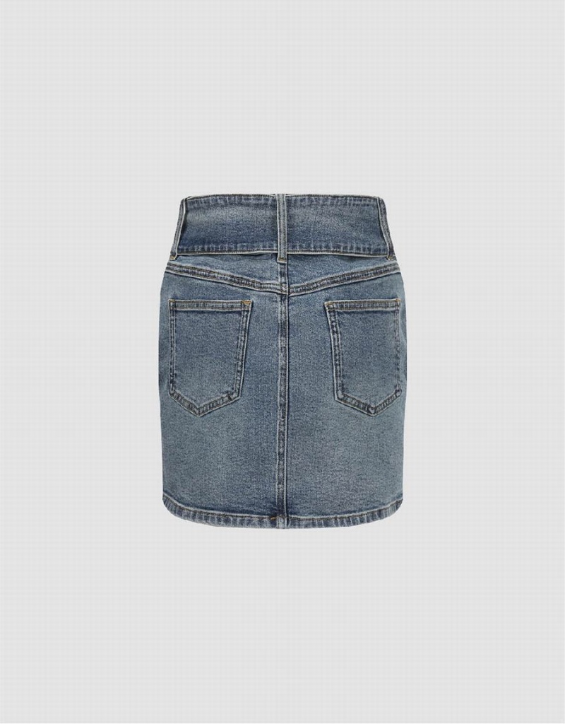Falda Urban Revivo Mini Flaco Denim Mujer Azules | VZH1329QA