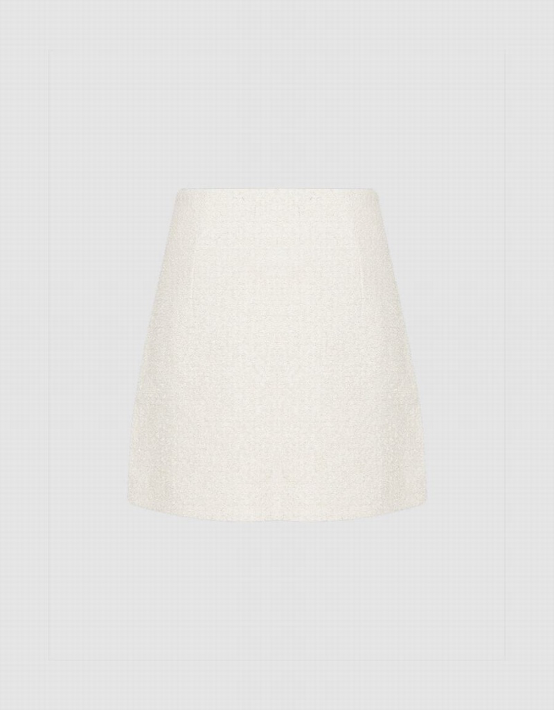 Falda Urban Revivo Mini Tweed A-Line Mujer Blancos | XAW1958CR