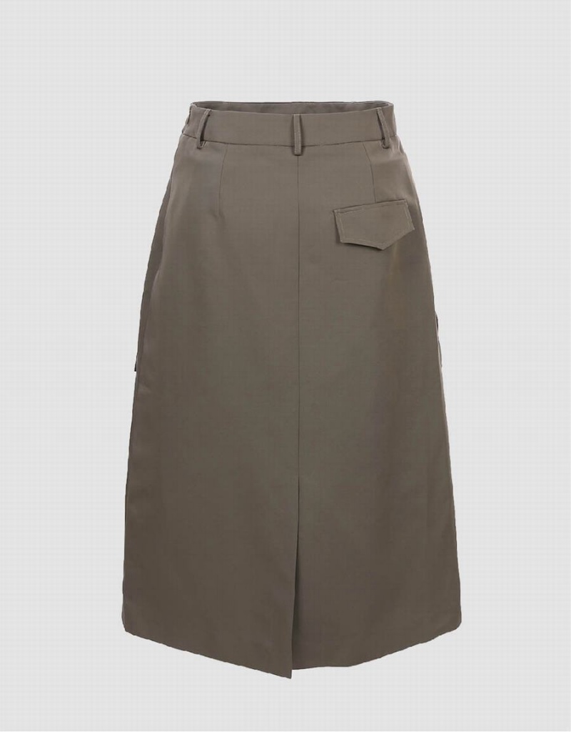 Falda Urban Revivo Multi Utility Pocket Mujer Kaki Grises | UDI4231GG
