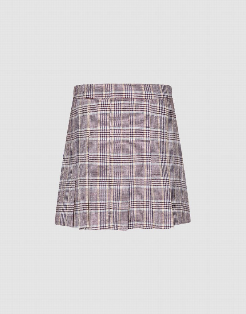 Falda Urban Revivo Plaid Mini A-Line Mujer Rojos | FPU7335JQ