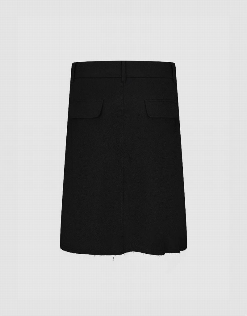 Falda Urban Revivo Plisado Midi Directo Mujer Negros | YCB754VF