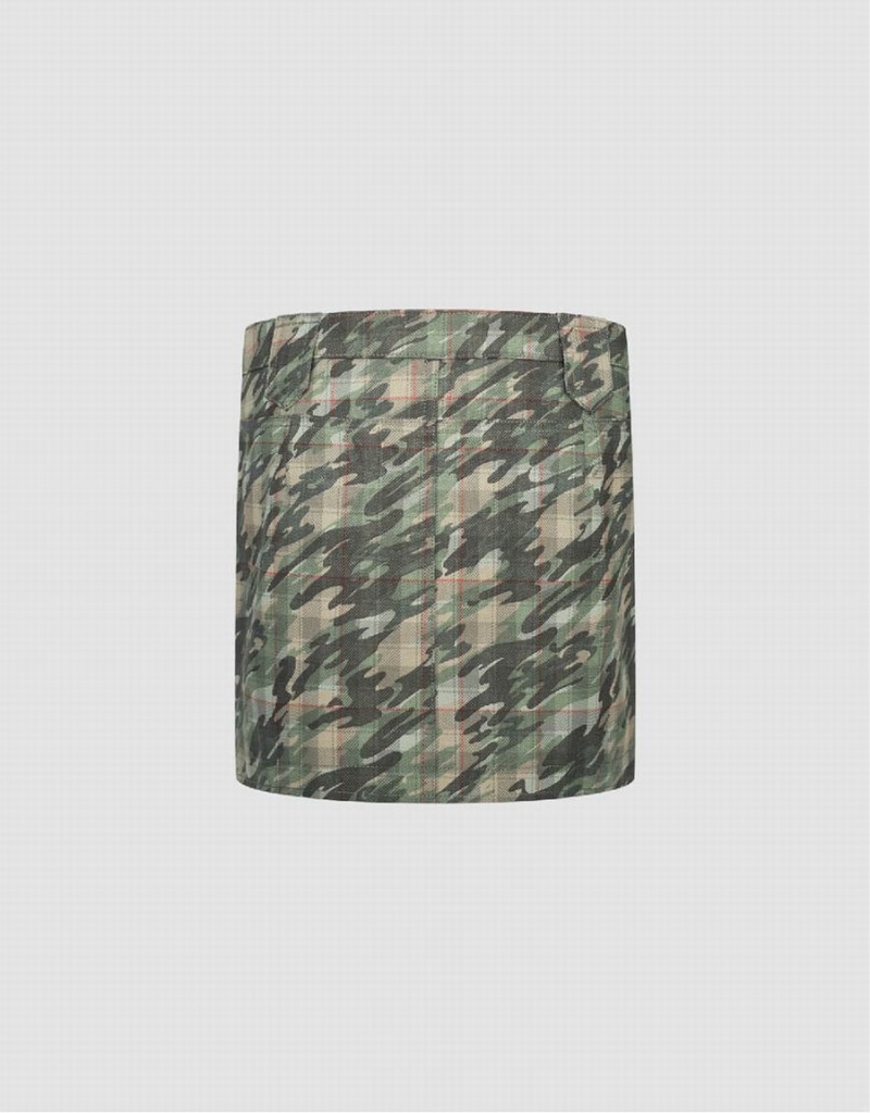 Falda Urban Revivo Printed Mini Directo Mujer Verdes | ACM2454HJ