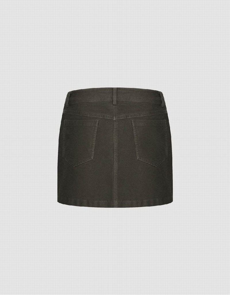 Falda Urban Revivo Raw Hem Mini Directo Mujer Verdes | CWA9945AT