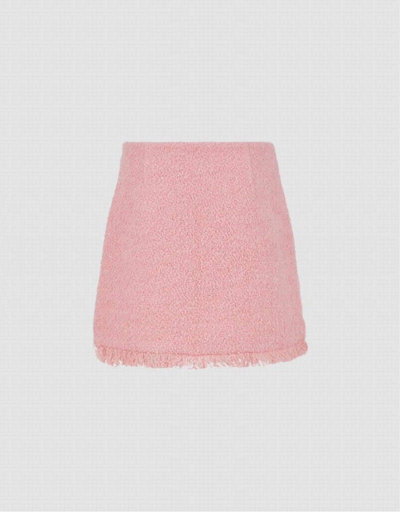 Falda Urban Revivo Raw Hem Tweed Mini A-Line Mujer Rosas | SBD5922PM