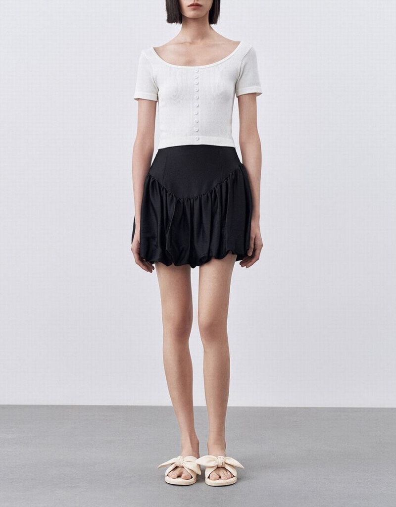Falda Urban Revivo Ruffle A-Line Mujer Negros | IAQ867JU