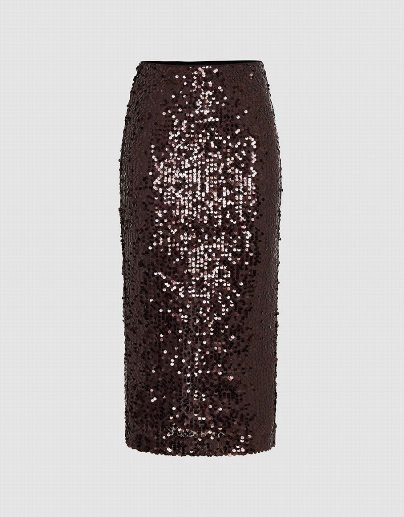 Falda Urban Revivo Sequins Midi Directo Mujer Morados | OGR5497CW