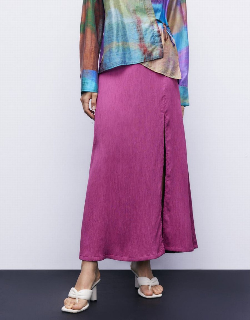 Falda Urban Revivo Textured Midi A-Line Mujer Rosas Rojos | DUI5344WL