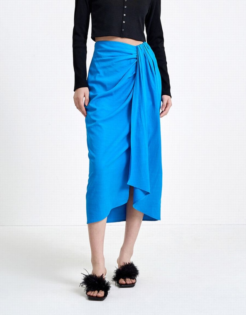 Falda Urban Revivo Wrapped Estilo Mujer Azules | LUK5561AQ