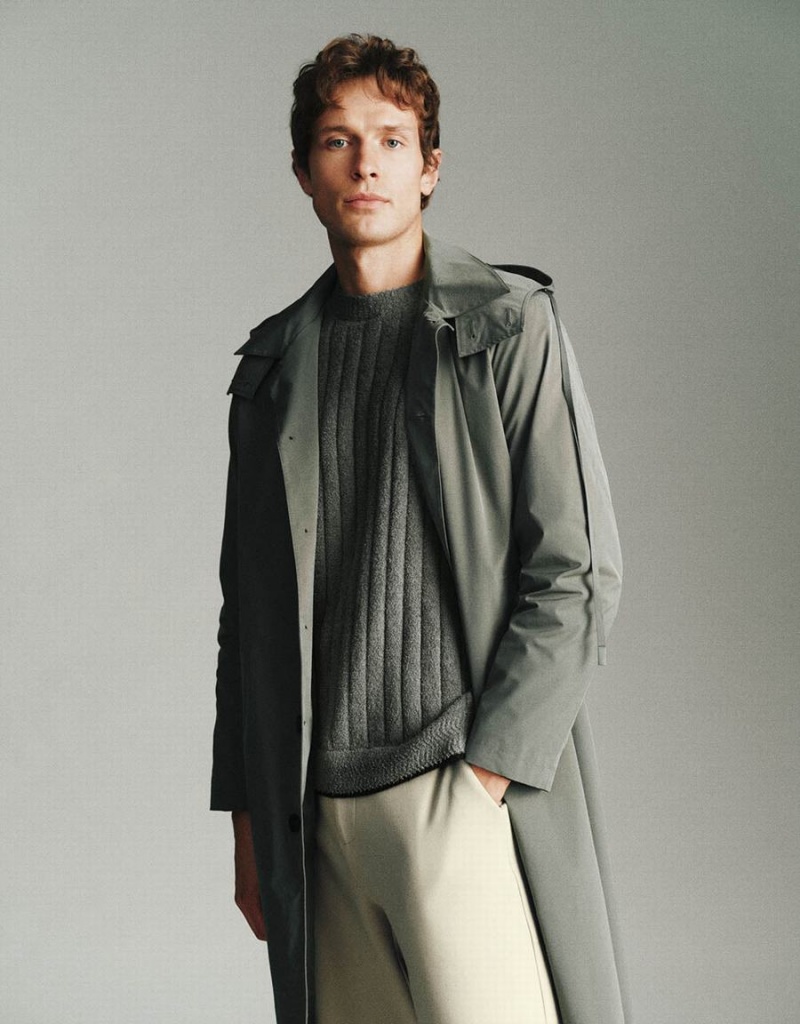Gabardina Urban Revivo Button Up Encapuchado Trench Hombre Verdes | OTQ1932JB