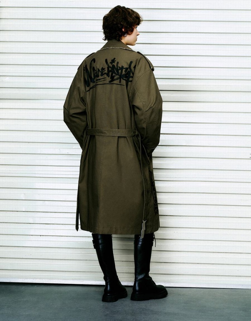 Gabardina Urban Revivo Directo With Belt Mujer Verdes | NYB5325CE