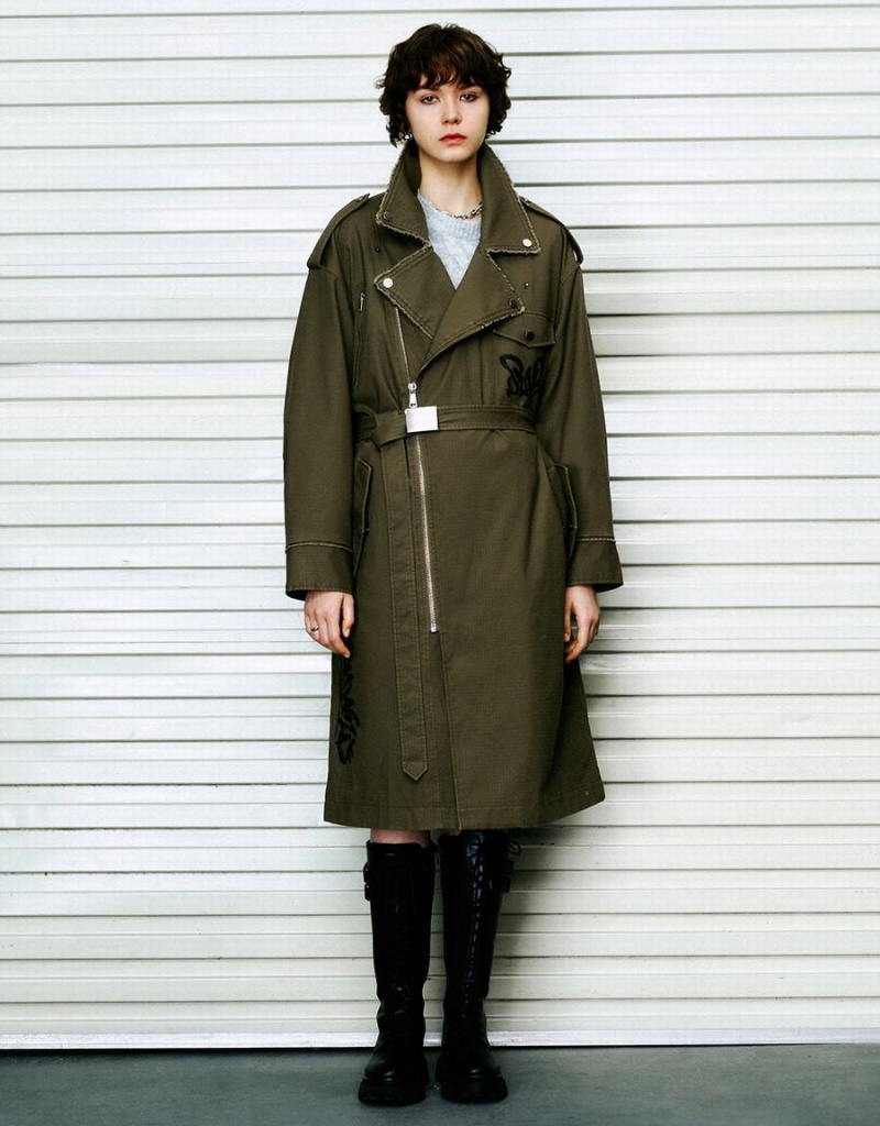 Gabardina Urban Revivo Directo With Belt Mujer Verdes | NYB5325CE