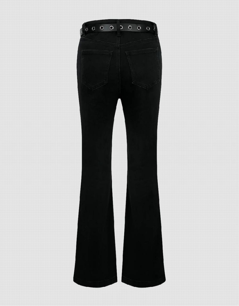 Jeans Urban Revivo Flare With Belt Mujer Negros | TGV219EH