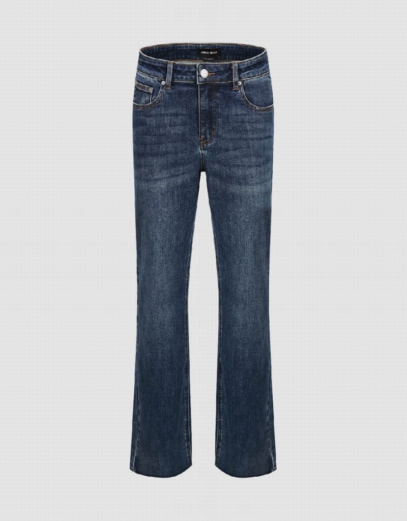 Jeans Urban Revivo Raw Hem Directo Mujer Azules | XVX8385LM