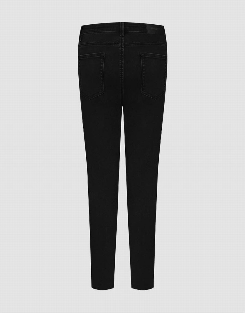 Jeans Urban Revivo Raw Hem Flaco Mujer Negros | DDB2835JX