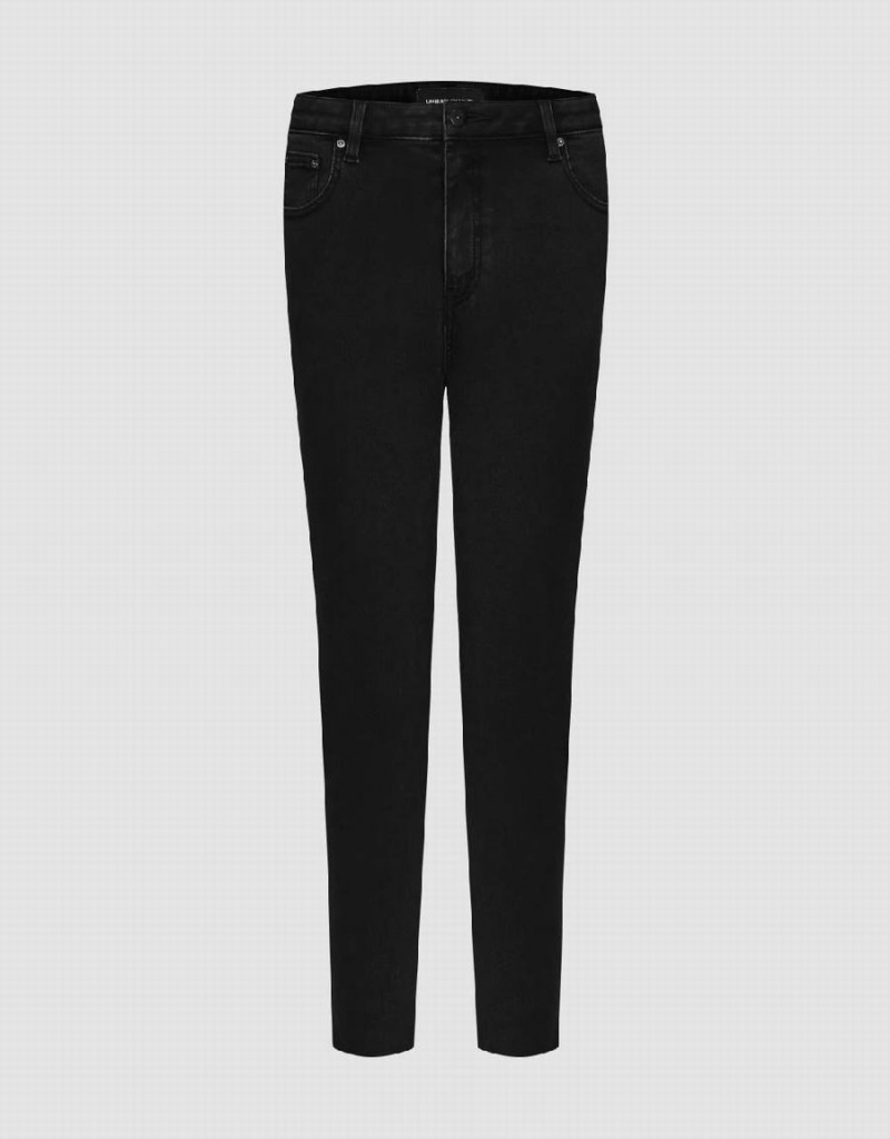 Jeans Urban Revivo Raw Hem Flaco Mujer Negros | DDB2835JX