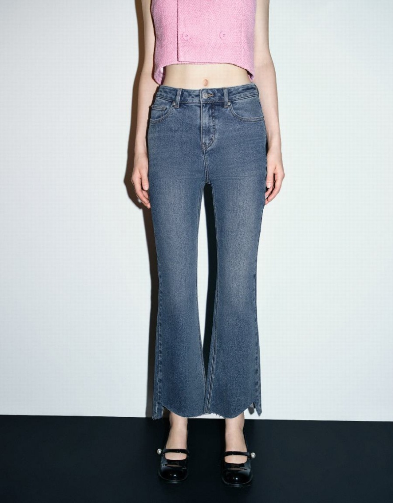 Jeans Urban Revivo Raw Hem Flare Mujer Azules | NCK4416VJ