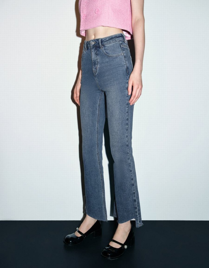 Jeans Urban Revivo Raw Hem Flare Mujer Azules | NCK4416VJ