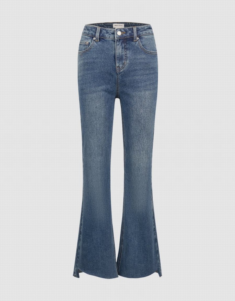 Jeans Urban Revivo Raw Hem Flare Mujer Azules | NCK4416VJ