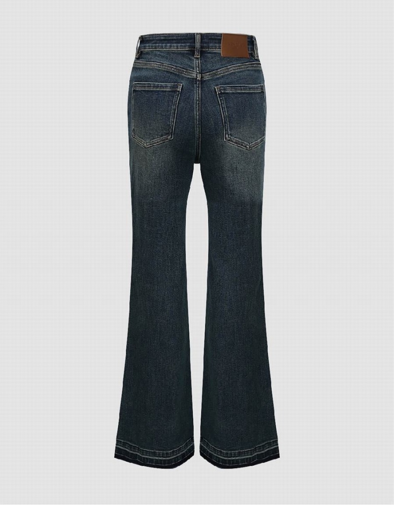 Jeans Urban Revivo Raw Hem Flare Mujer Azules | MIU4376AW