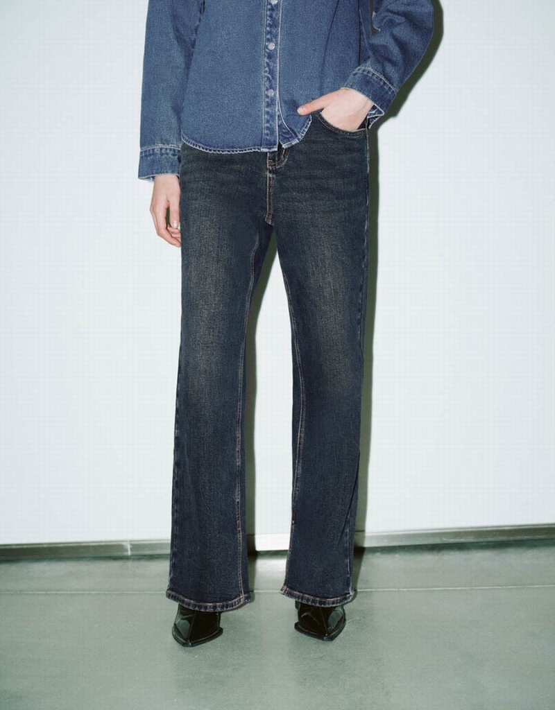 Jeans Urban Revivo Split Hem Anchos-Leg Mujer Azules | EYG10029WS