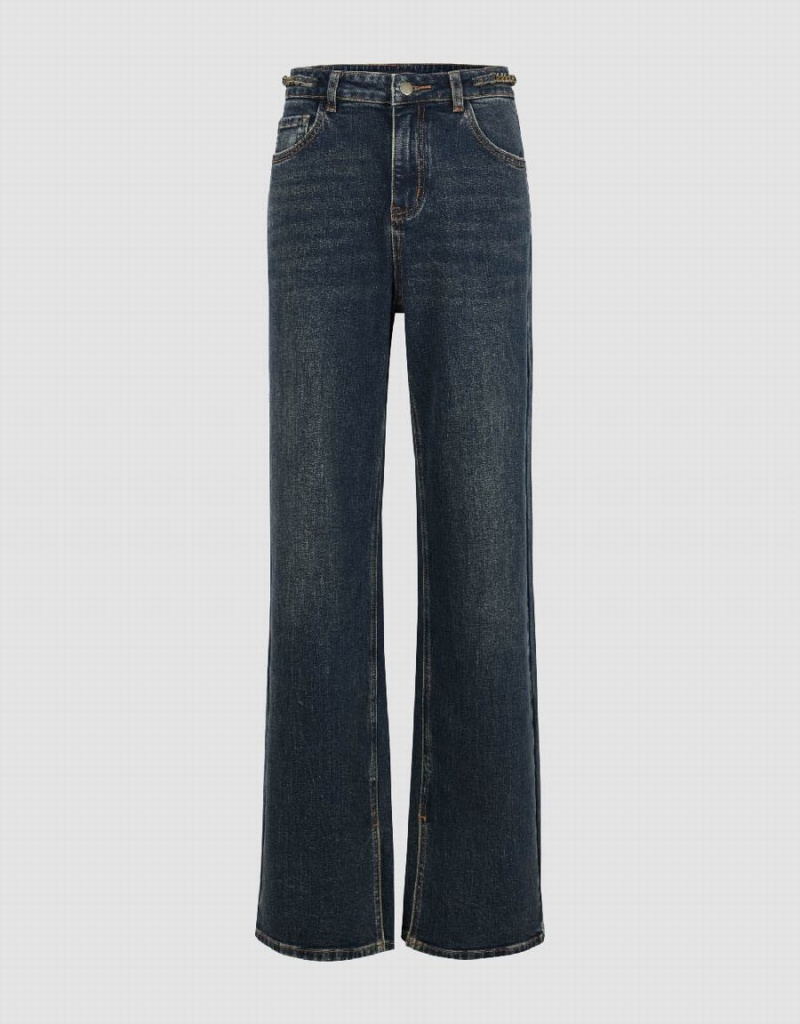 Jeans Urban Revivo Split Hem Anchos-Leg Mujer Azules | EYG10029WS