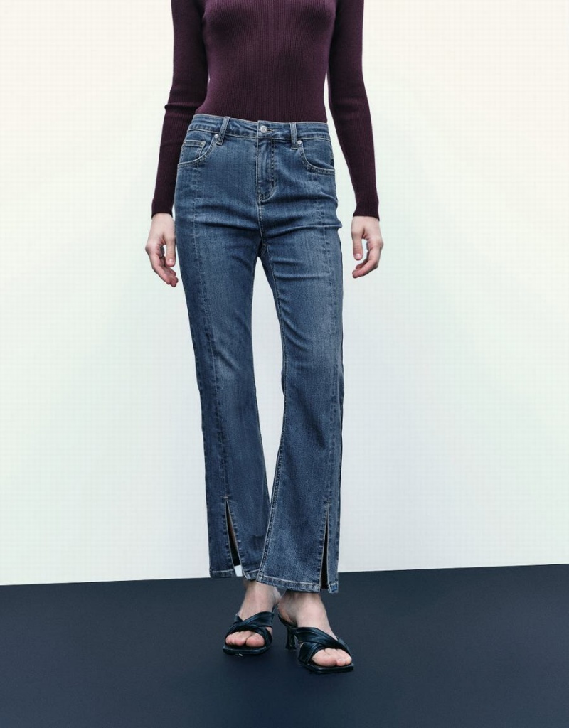 Jeans Urban Revivo Split Hem Directo Mujer Azules | PMY6049XV