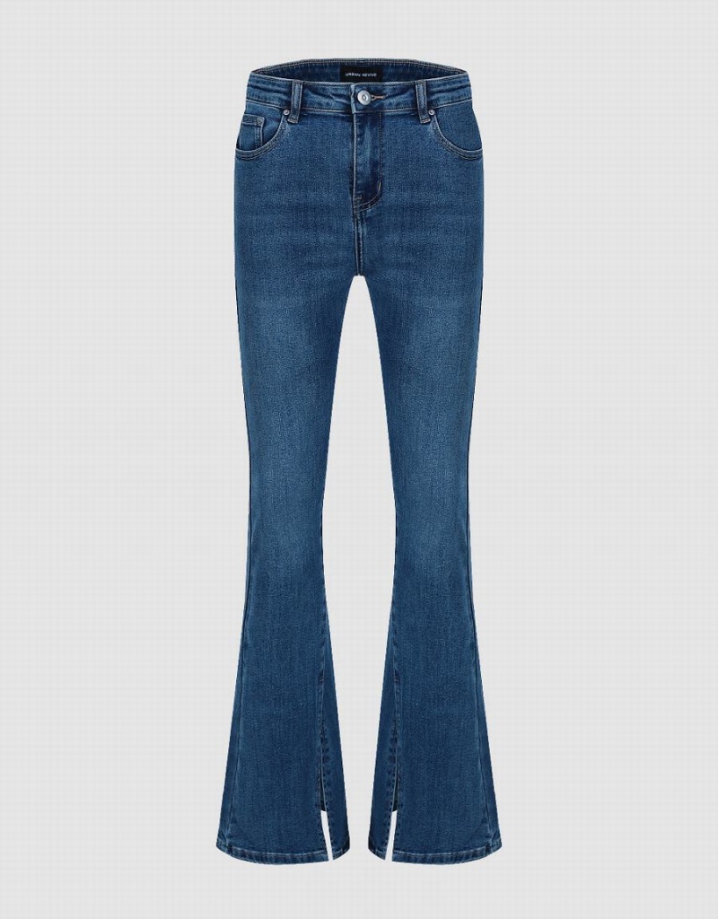 Jeans Urban Revivo Split Hem Flare Mujer Azules | QDD138LQ