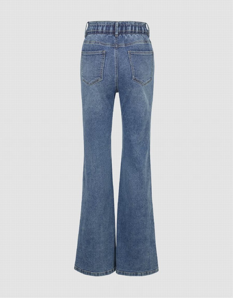 Jeans Urban Revivo Split Hem Flare Mujer Azules | KVB2443XB