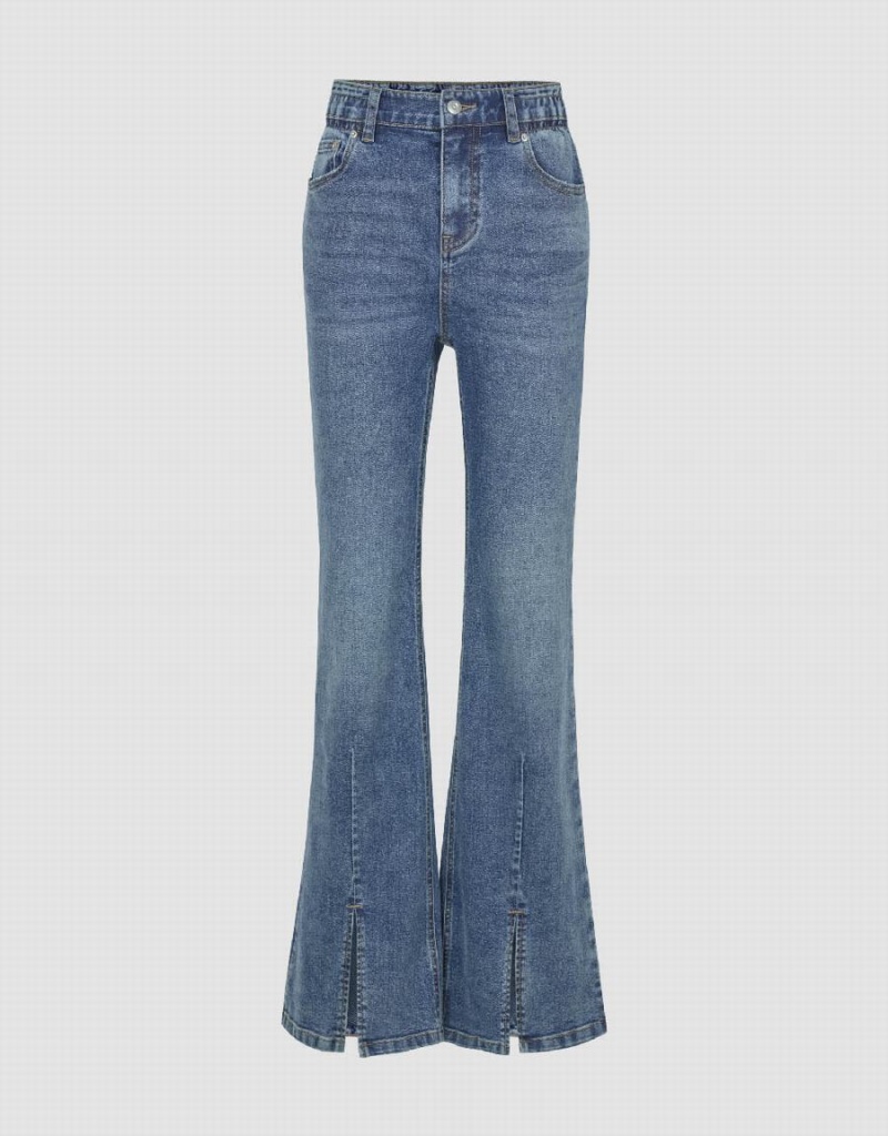 Jeans Urban Revivo Split Hem Flare Mujer Azules | KVB2443XB
