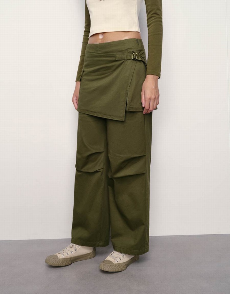Pantalon Urban Revivo 2 In 1 Directo Mujer Verdes | NCX2499ZW