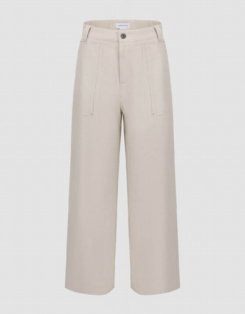Pantalon Urban Revivo Anchos-Leg Mujer Blancos | SIV1470UF