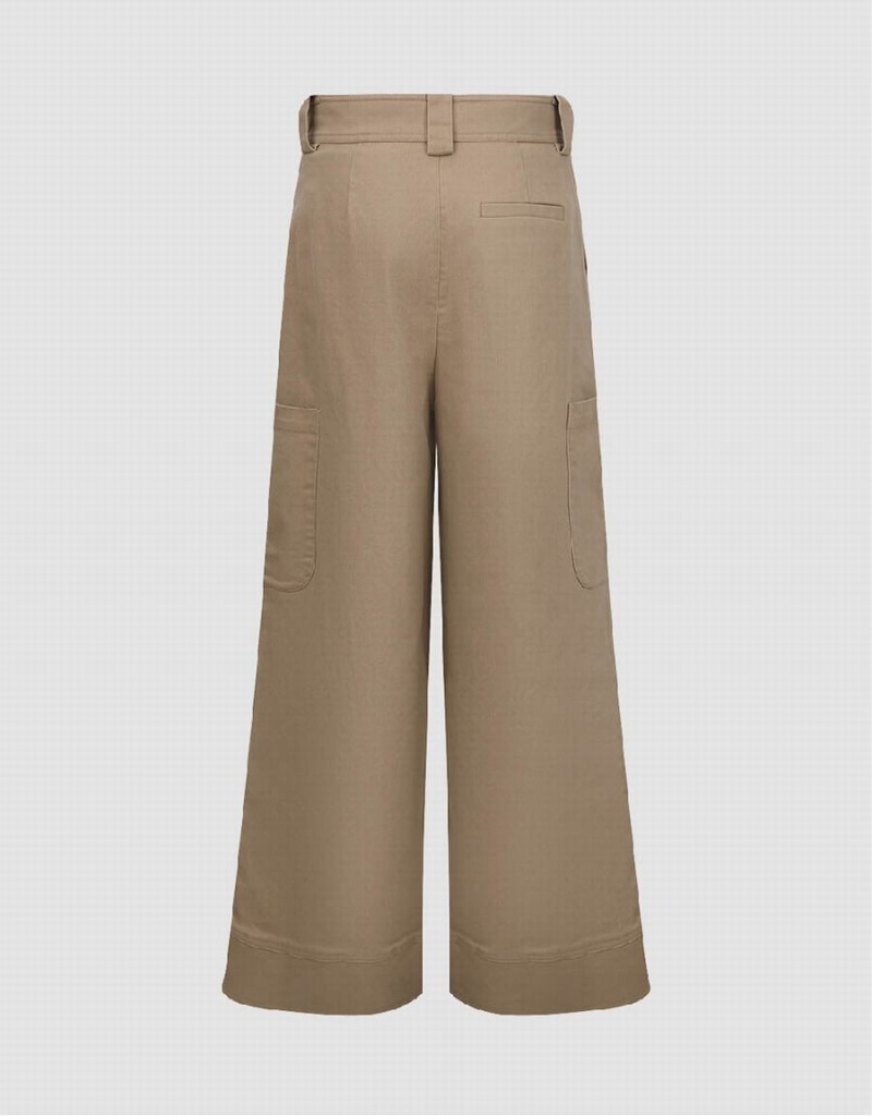 Pantalon Urban Revivo Anchos-Leg Mujer Kaki | NMX8017QL